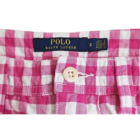 POLO Ralph Lauren ~Woman Size 6~ Pink/White Plaided Print Shorts Cotton Blend. - Picture 10 of 15